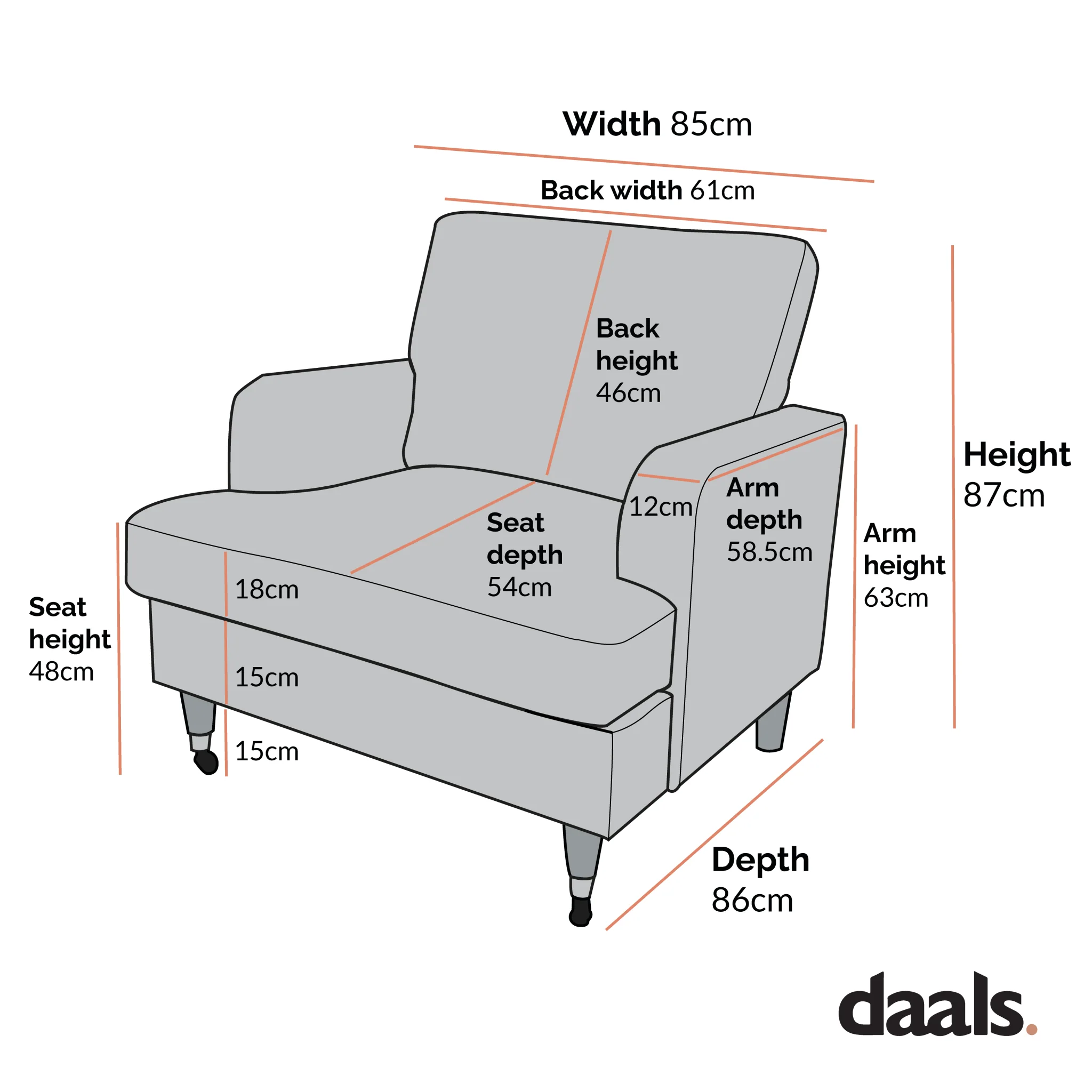 Brigette Beige Velvet Armchair with Antique Brass Castor Legs - Image 5