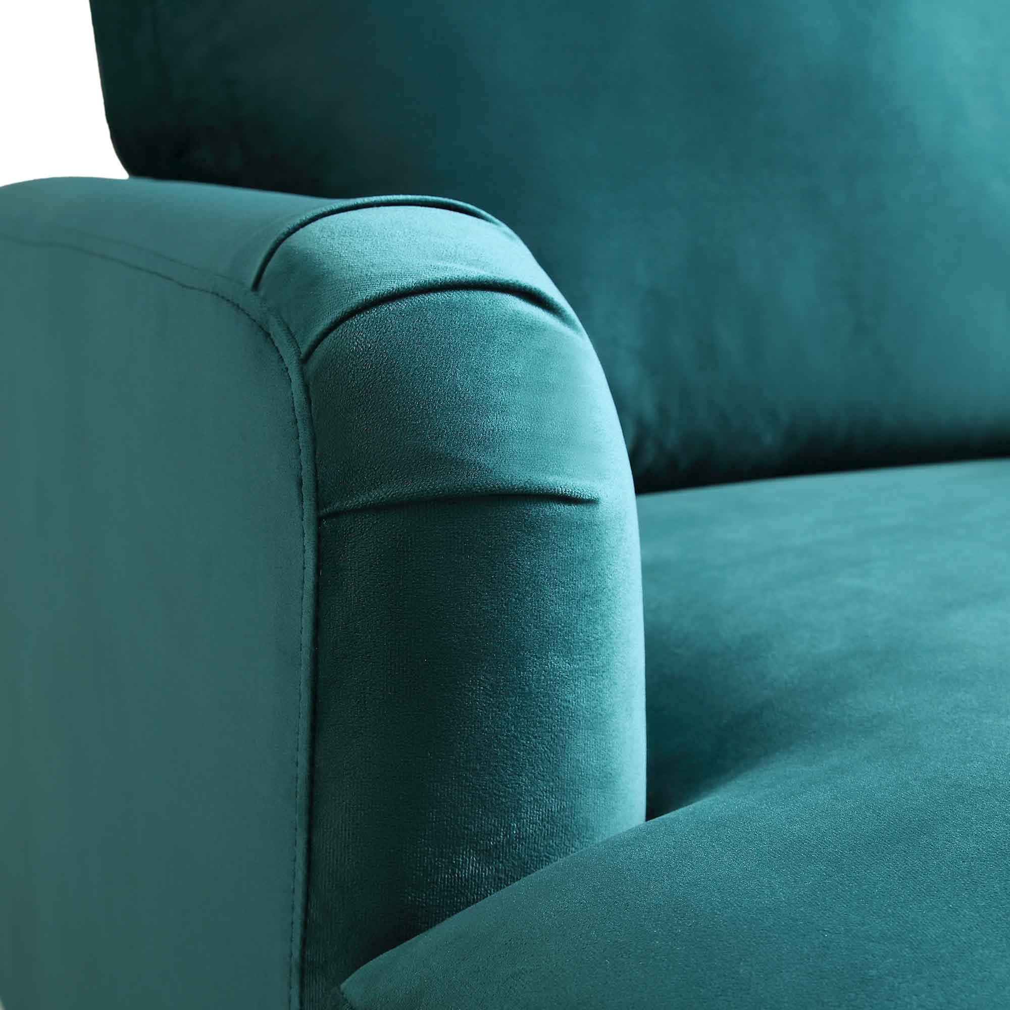 Brigette Teal Velvet Armchair with Antique Brass Castor Legs - Image 10