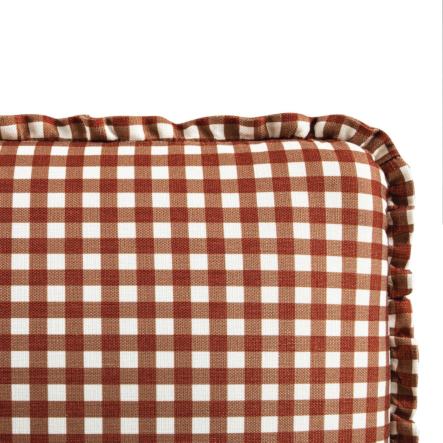 Celeste Upholstered Storage Bed with Ruffled Headboard, Brick Gingham - Image 18