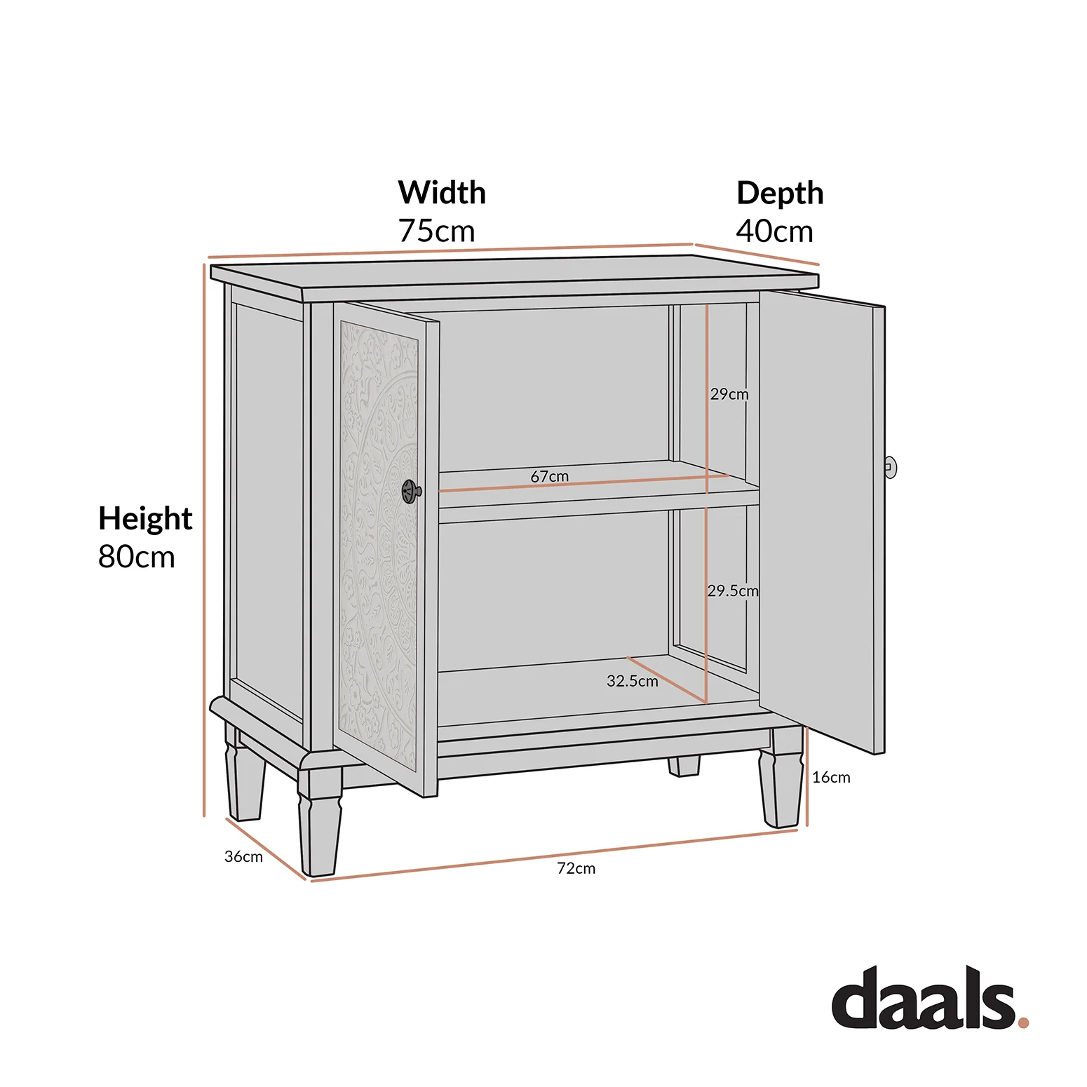 Chantilly Mid Grey Carved Small Sideboard - Image 10