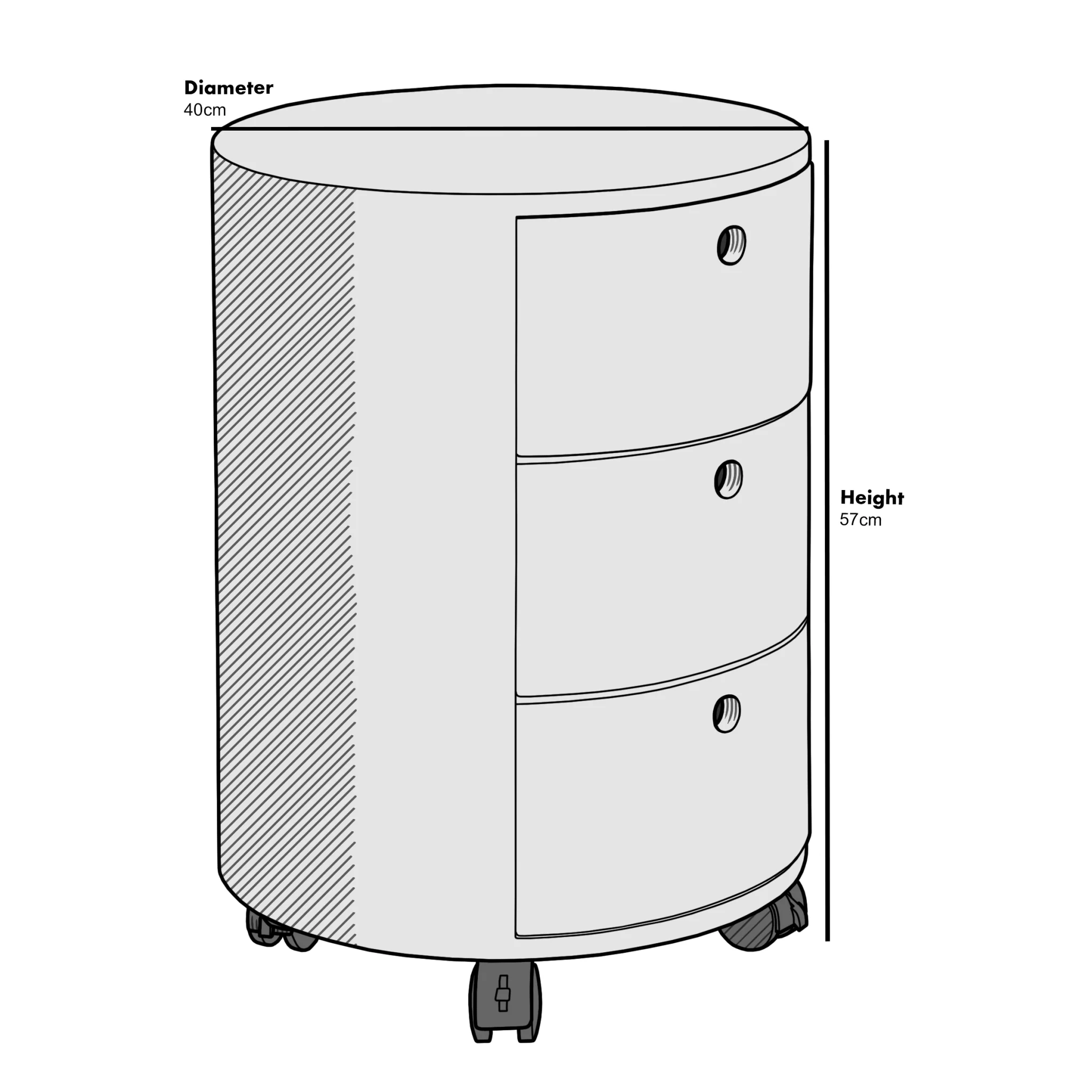 DOLIO Drum Chest Bedside Table, Barrel Side Table with Drawers Oak 3 Drawer - Image 5