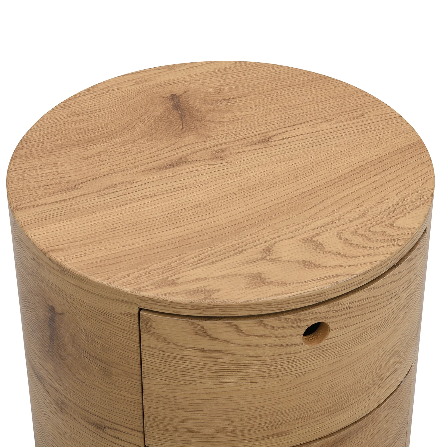 DOLIO Drum Chest Bedside Table, Barrel Side Table with Drawers Oak 3 Drawer - Image 8