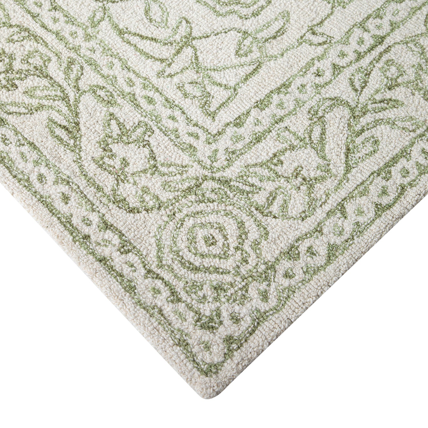 Eden Green Leaf Traditional Hand Tufted Wool Rug - Image 4