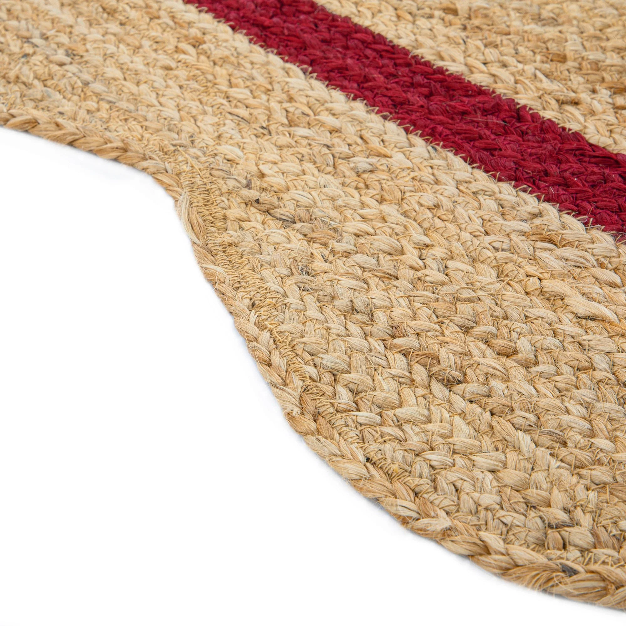 Evie Hand Braided Jute Scallop Scarlet Red Border Rectangular Rug - Image 6