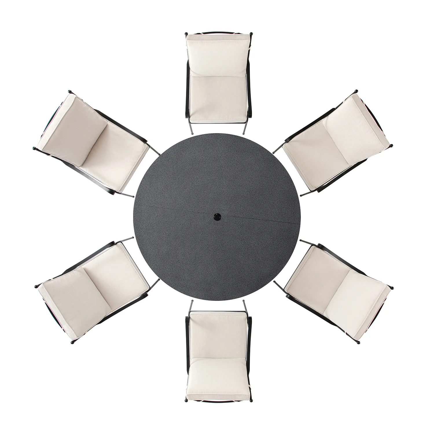Haymes Indoor and Outdoor Metal 6-Seater Round Dining Set, Beige - Image 11