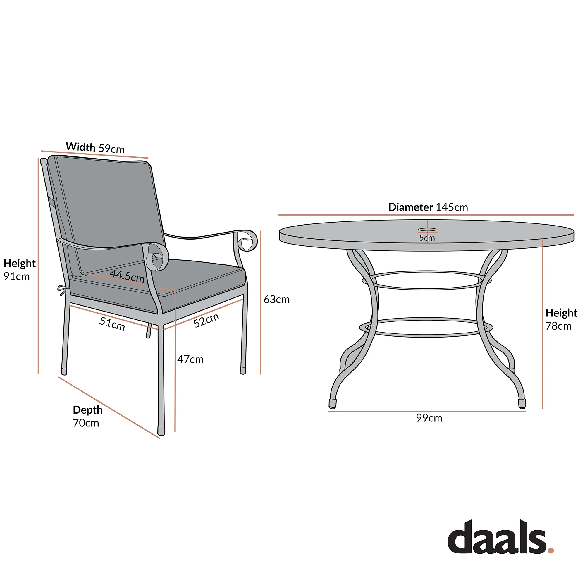 Haymes Indoor and Outdoor Metal 6-Seater Round Dining Set, Reseda Green - Image 9