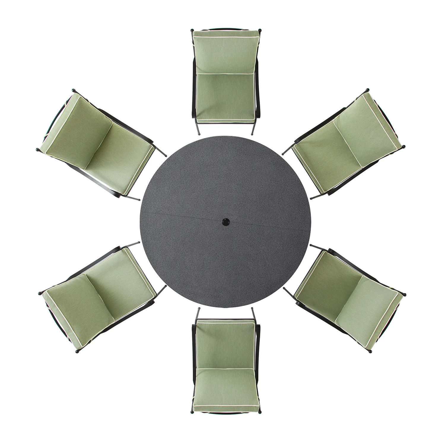 Haymes Indoor and Outdoor Metal 6-Seater Round Dining Set, Reseda Green - Image 10