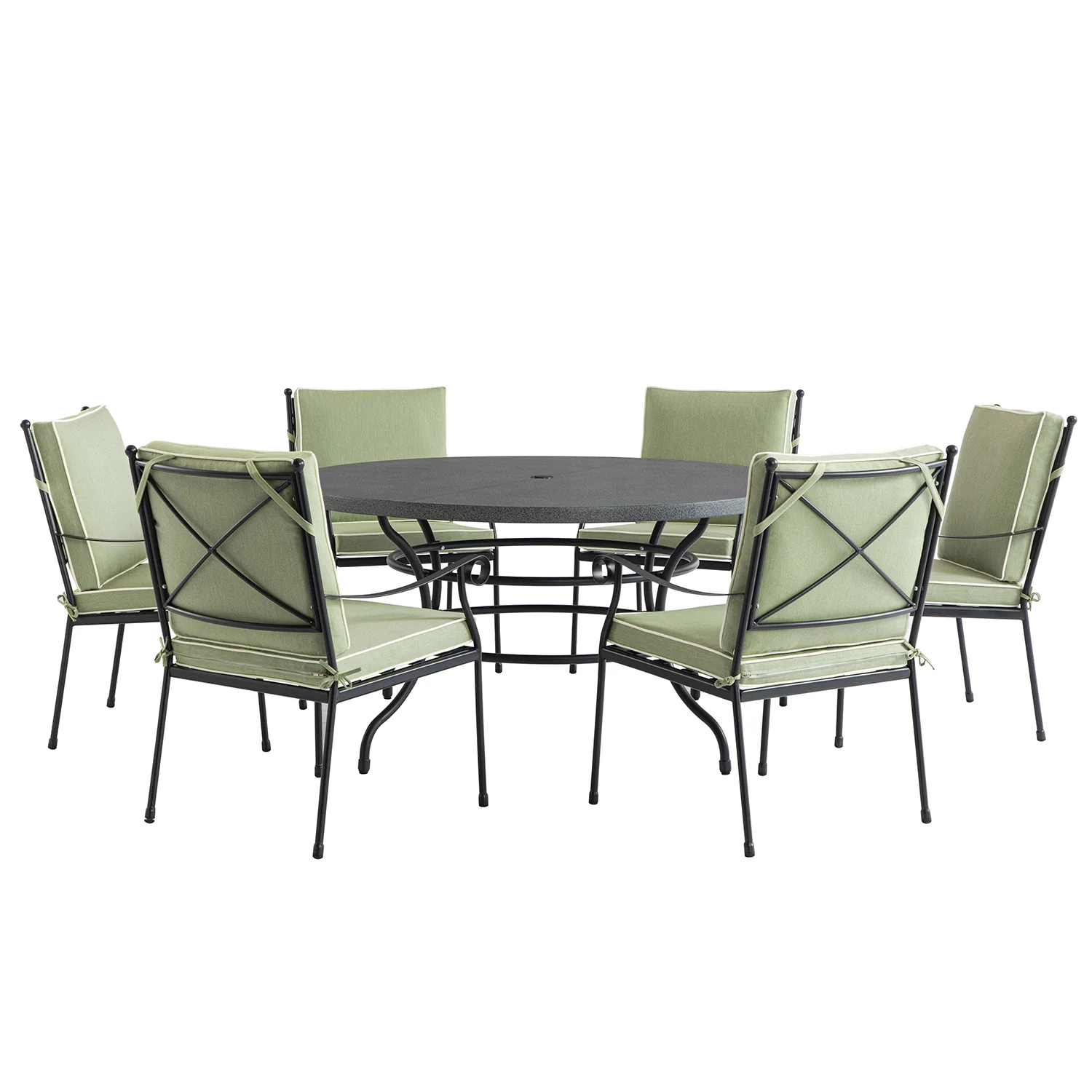 Haymes Indoor and Outdoor Metal 6-Seater Round Dining Set, Reseda Green - Image 7
