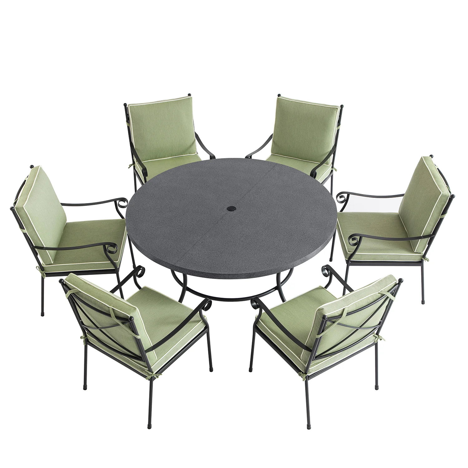 Haymes Indoor and Outdoor Metal 6-Seater Round Dining Set, Reseda Green - Image 8