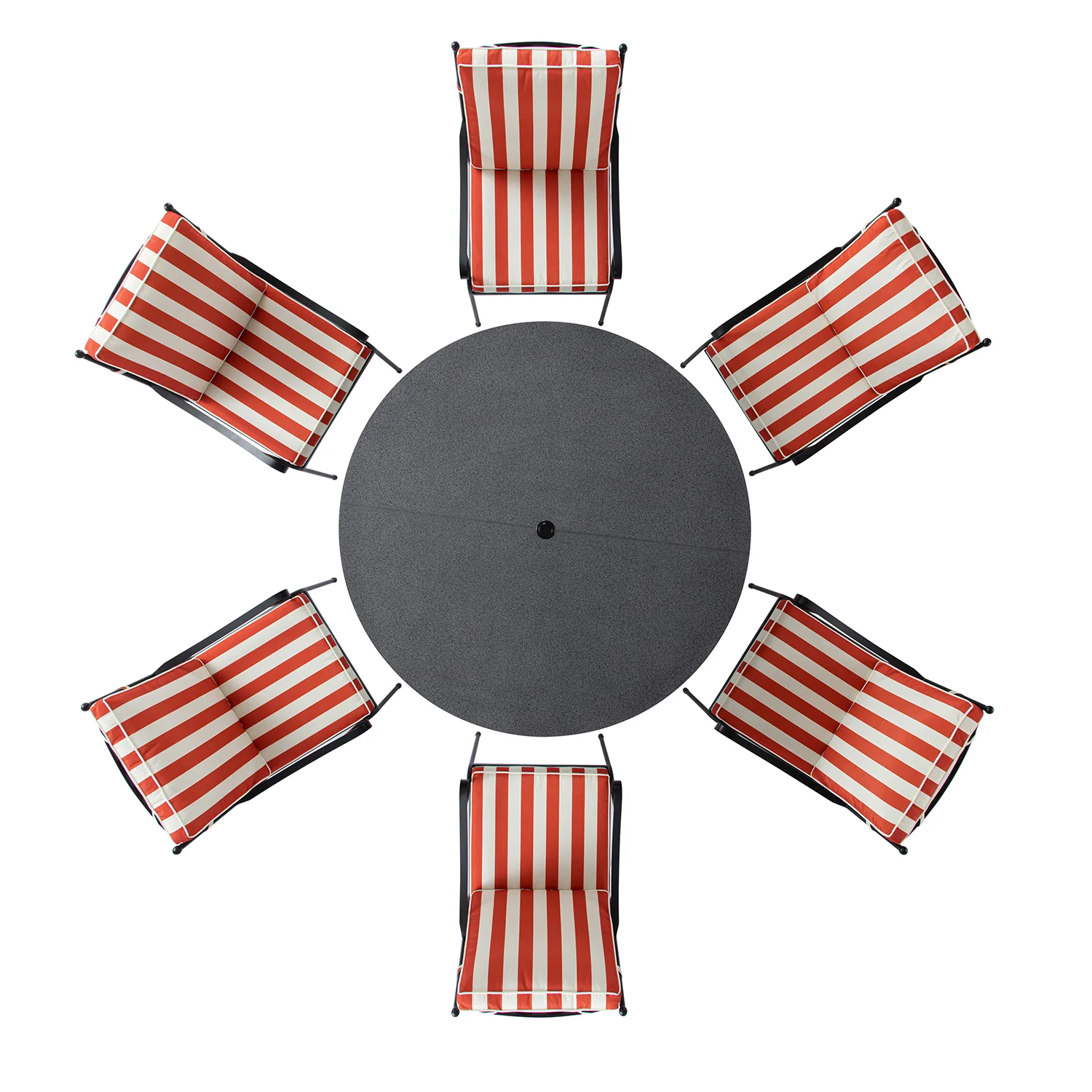 Haymes Indoor and Outdoor Metal 6-Seater Round Dining Set, Scarlet Stripe - Image 14