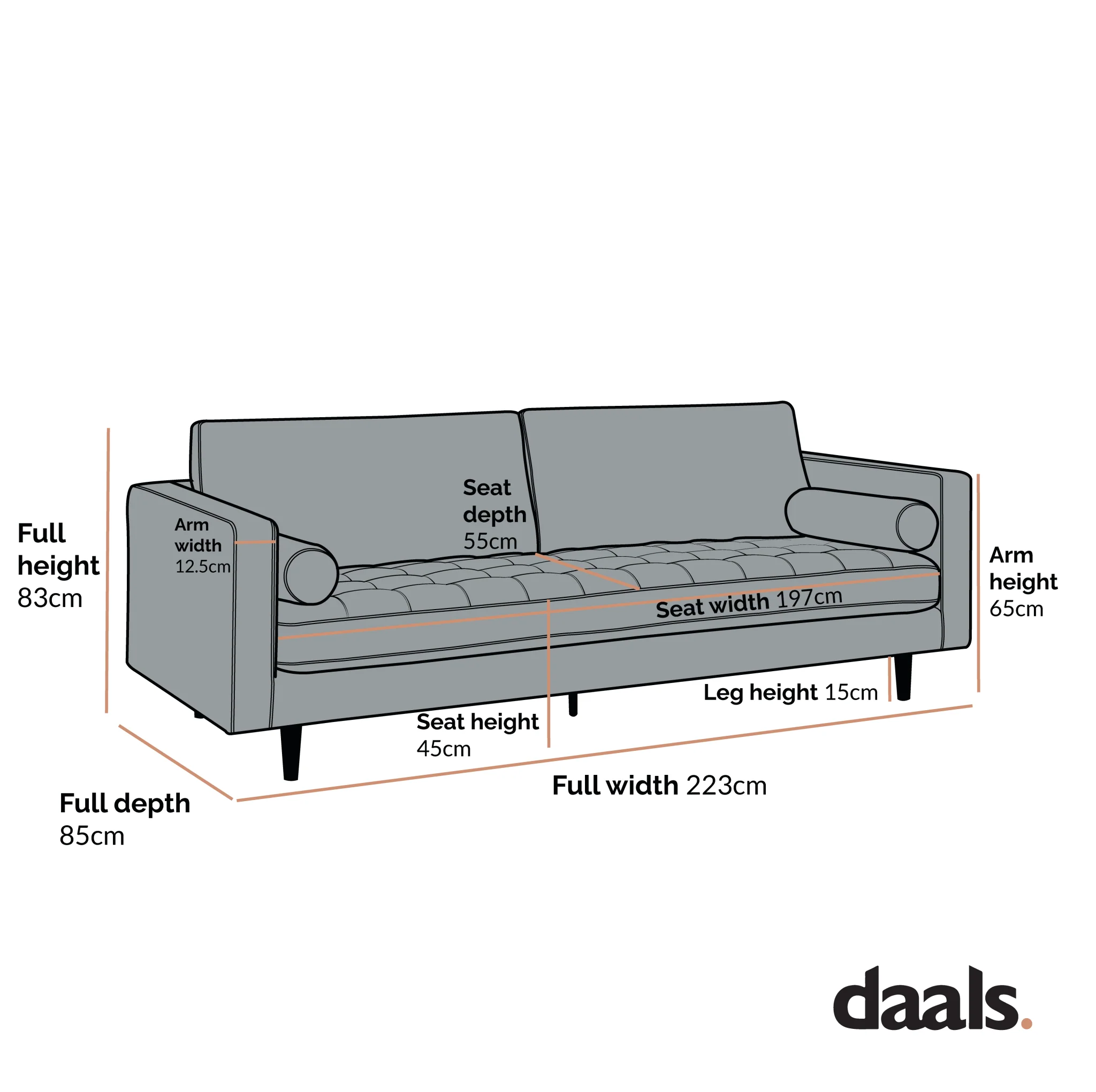 Henrietta Large 3-Seater Sofa, Spiced Honey Chenille - Image 9