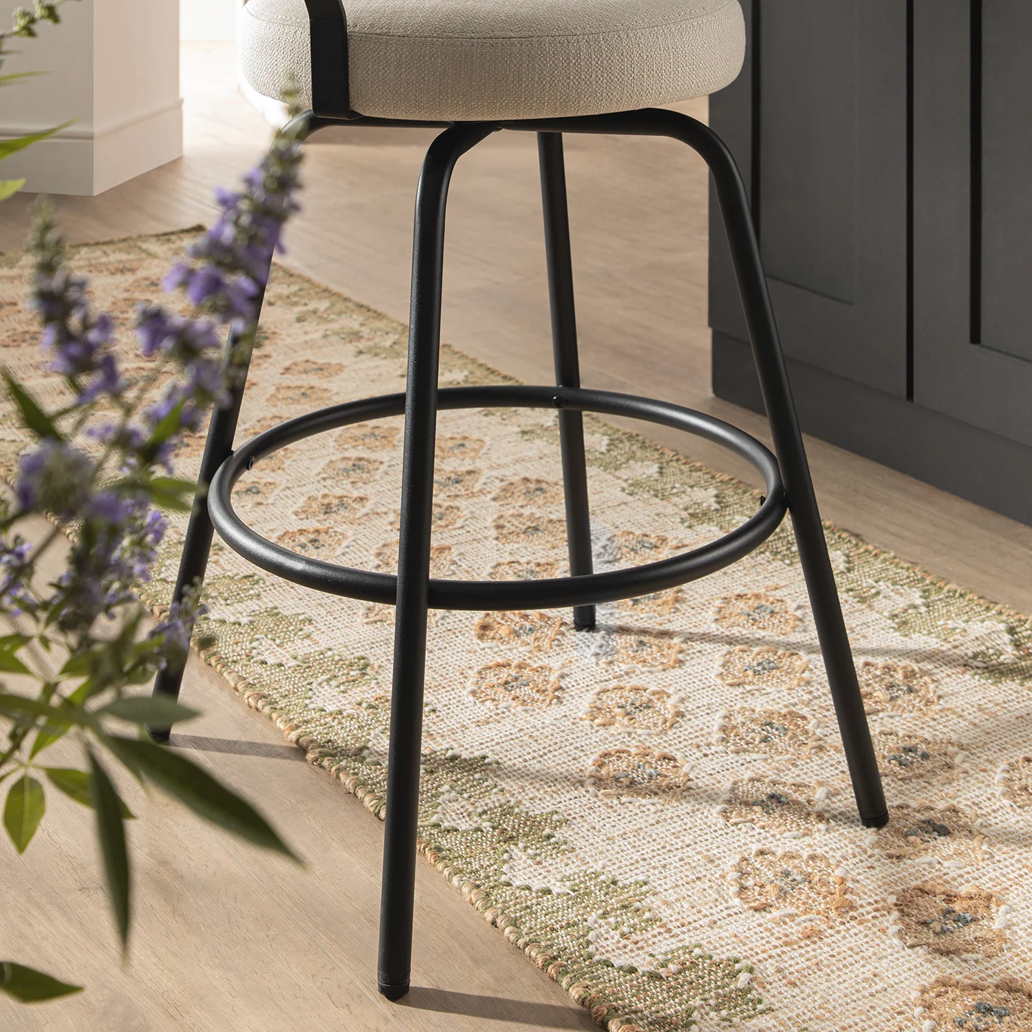 Lotte Set of 2 Swivel Counter Stools, Ivory Weave - Image 6
