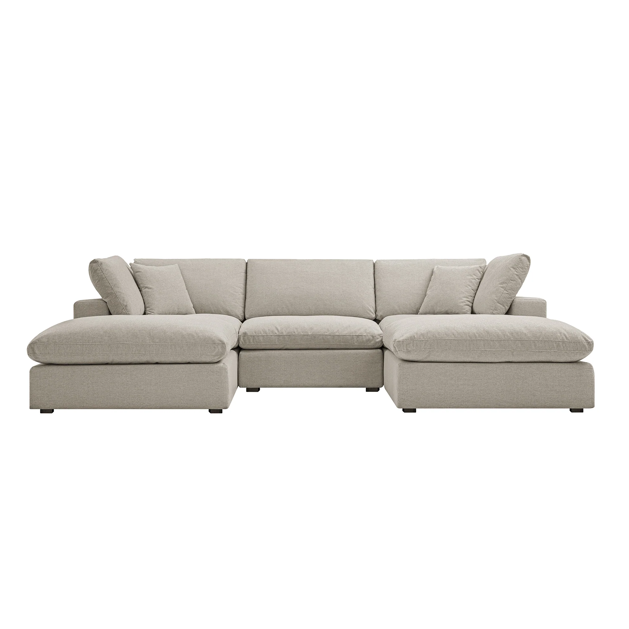 Lutyens Oatmeal Weave Fabric Modular Sofa, 5-Piece U-Shape Set - Image 2