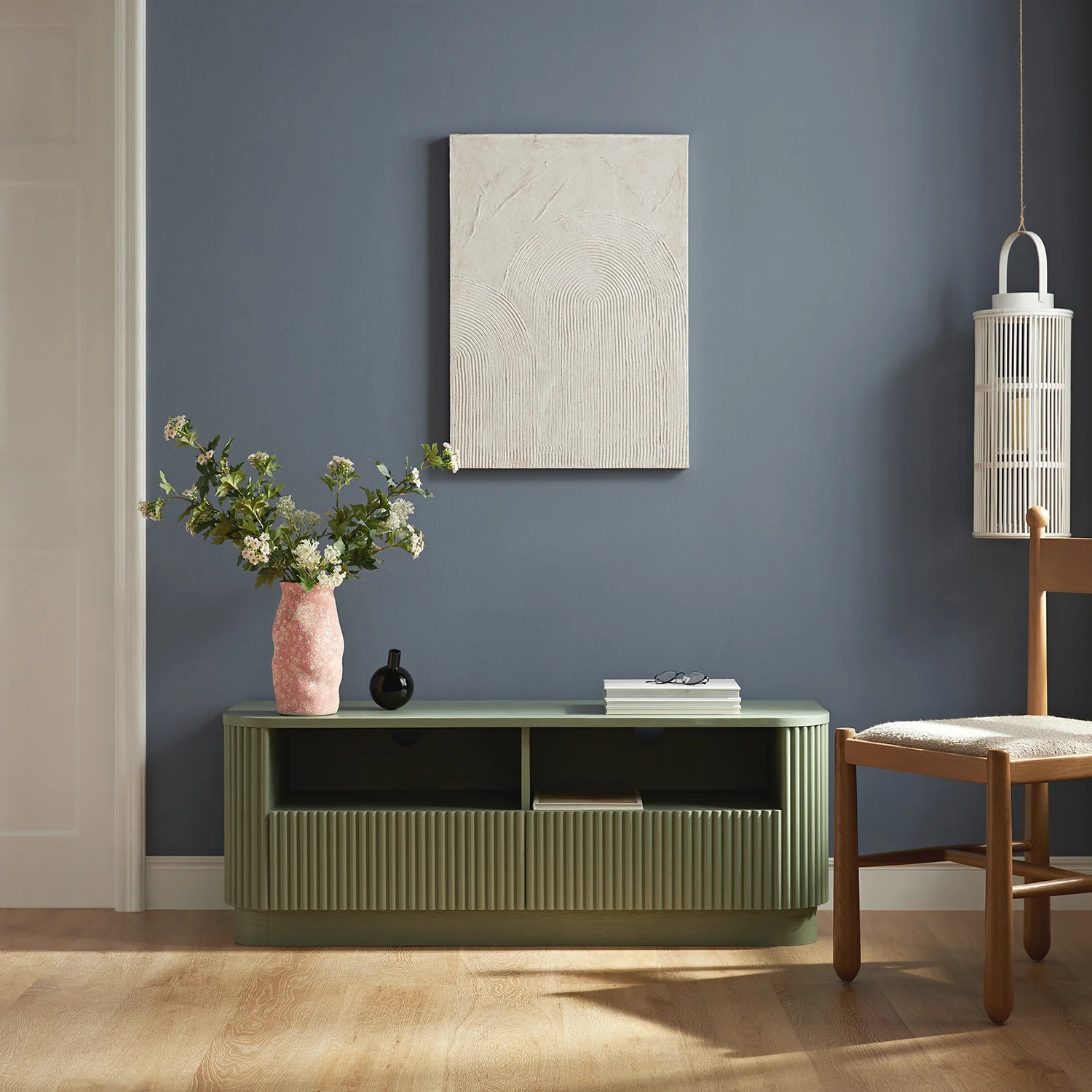 Maru 120cm TV Unit with Drawers, Sage Green - Image 2