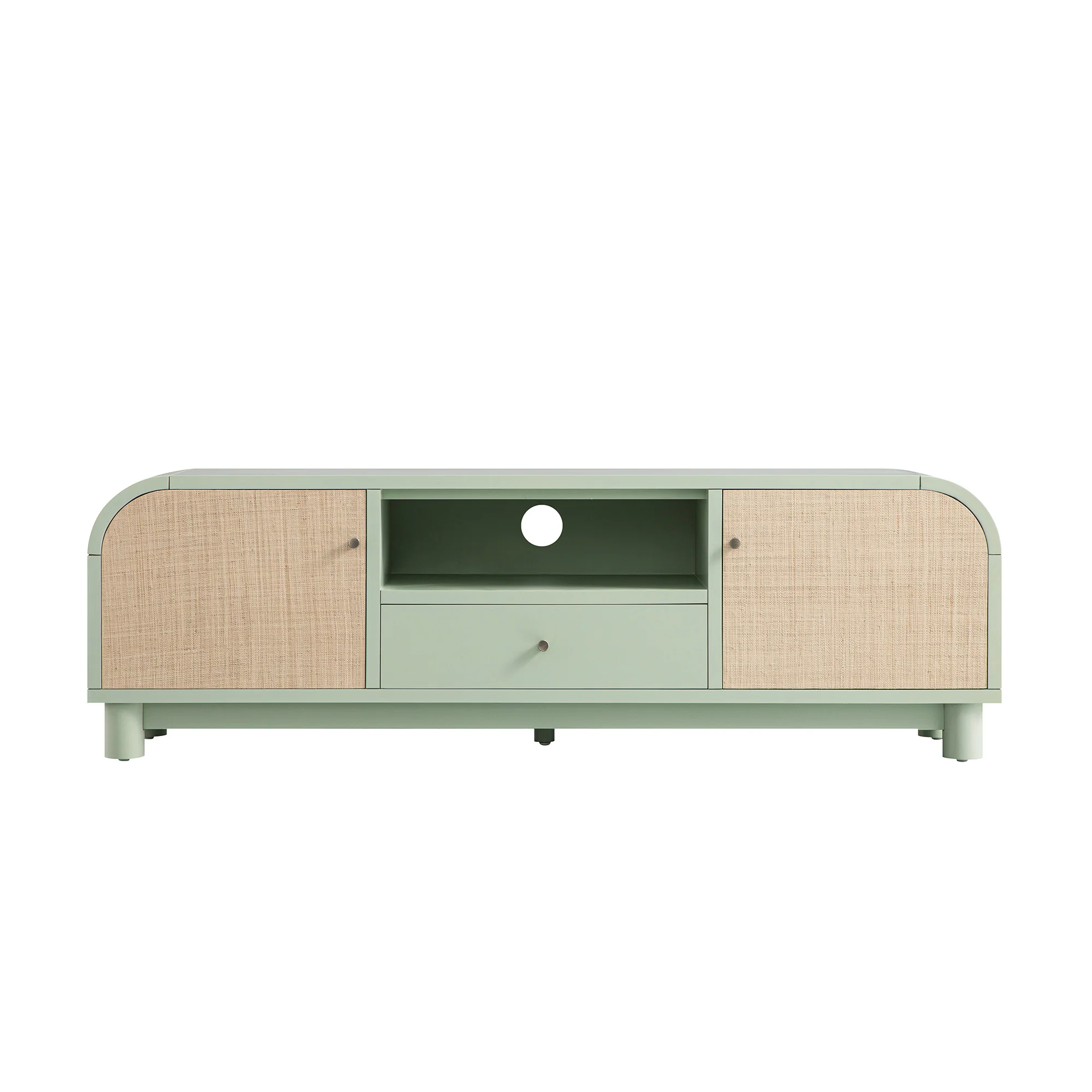 Maude TV Unit, Muted Pistachio Ash with Raffia - Image 8