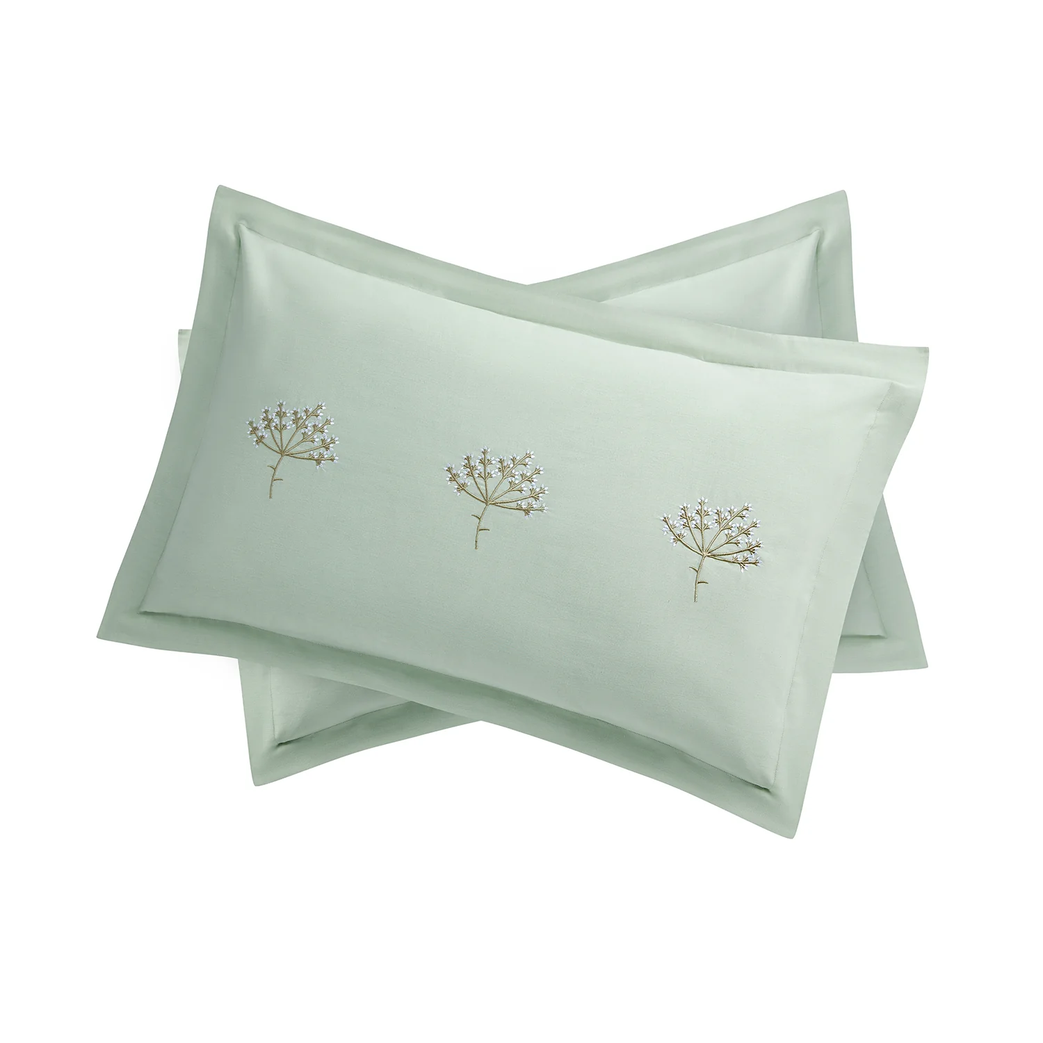 Meadow Seafoam Green Sprig Embroidered Linen Blend Duvet Set - Image 2