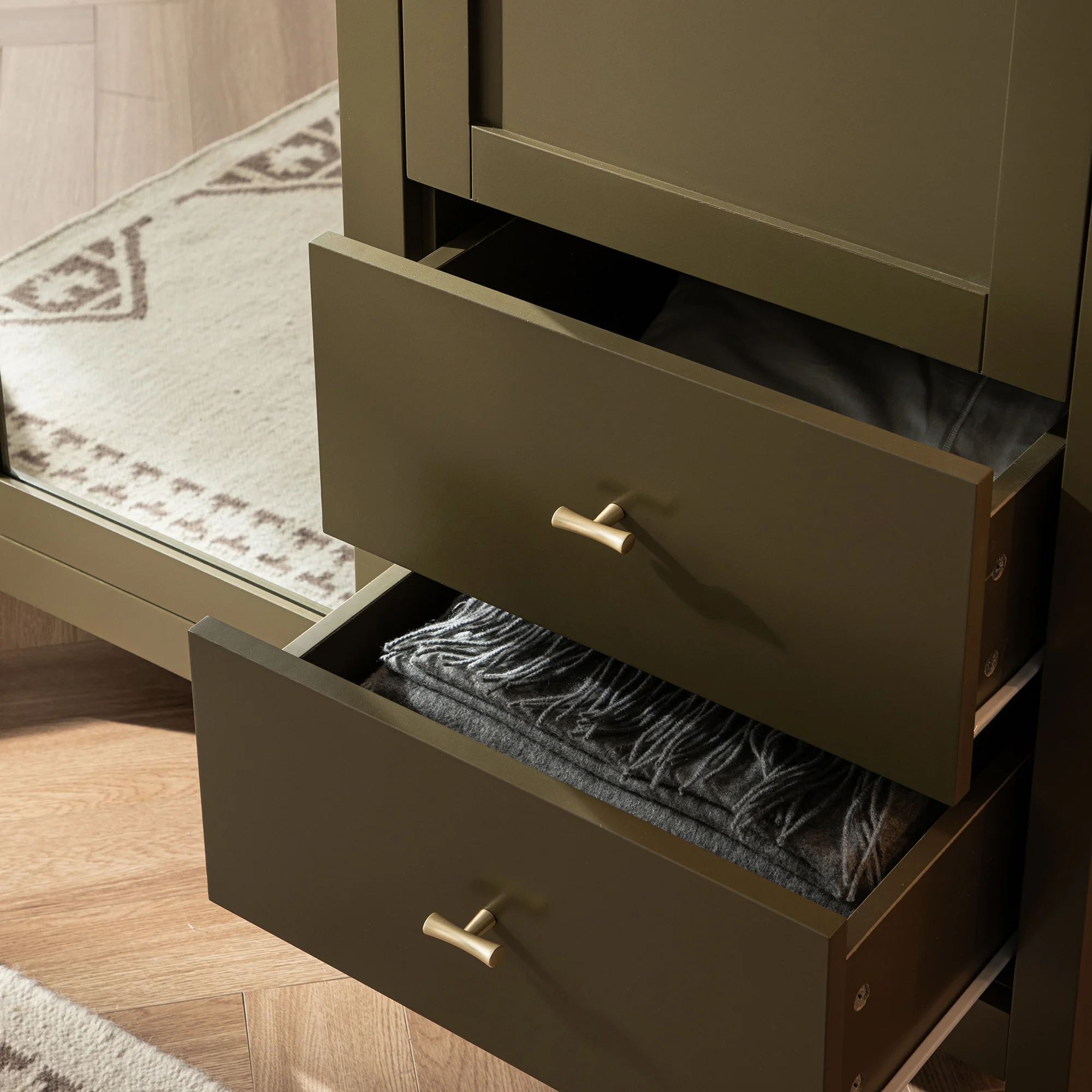 Oakham Mirrored Double Wardrobe, Olive Grove - Image 6