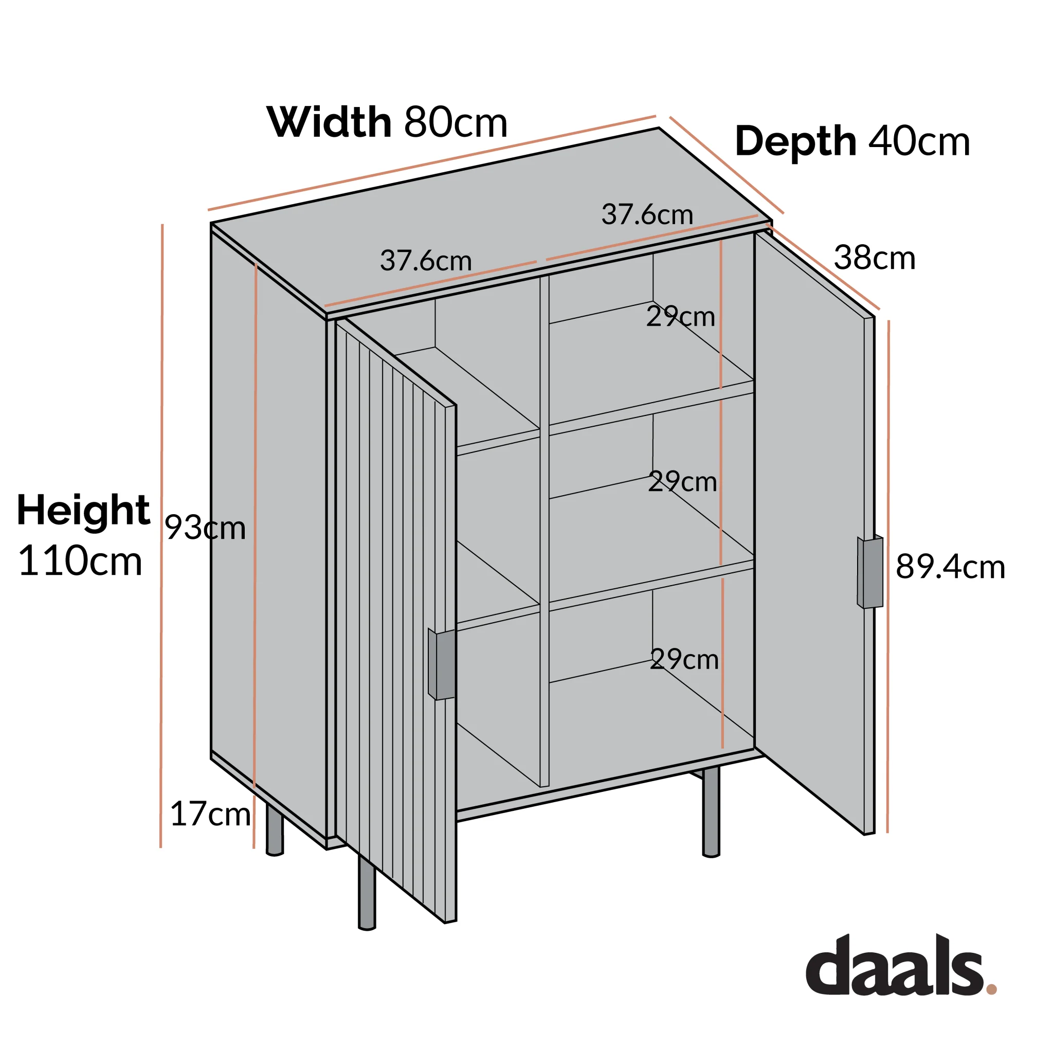 Richmond Ridged Highboard Storage Cabinet, Light Ash - Image 11