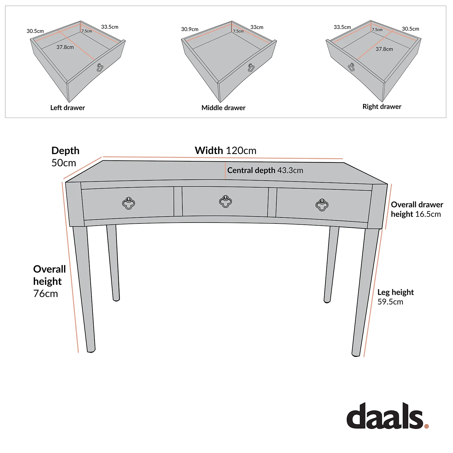 Thalia Concave Dressing Table, Silver Oak - Image 6