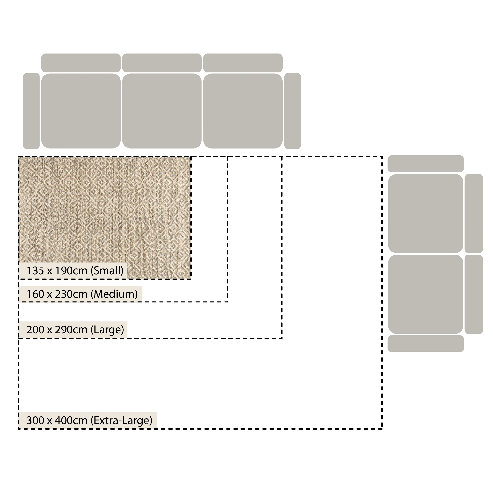 Veneta Natural & Ivory White Diamond Handwoven Wool & Jute Rug - Image 4